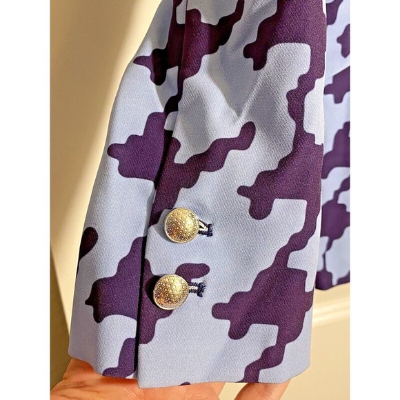 L’AGENCE Chamberlain Blazer in Ramy Print on Crepe Suiting Dusk/Dark Aster, Sz 2 - Picture 4 of 6